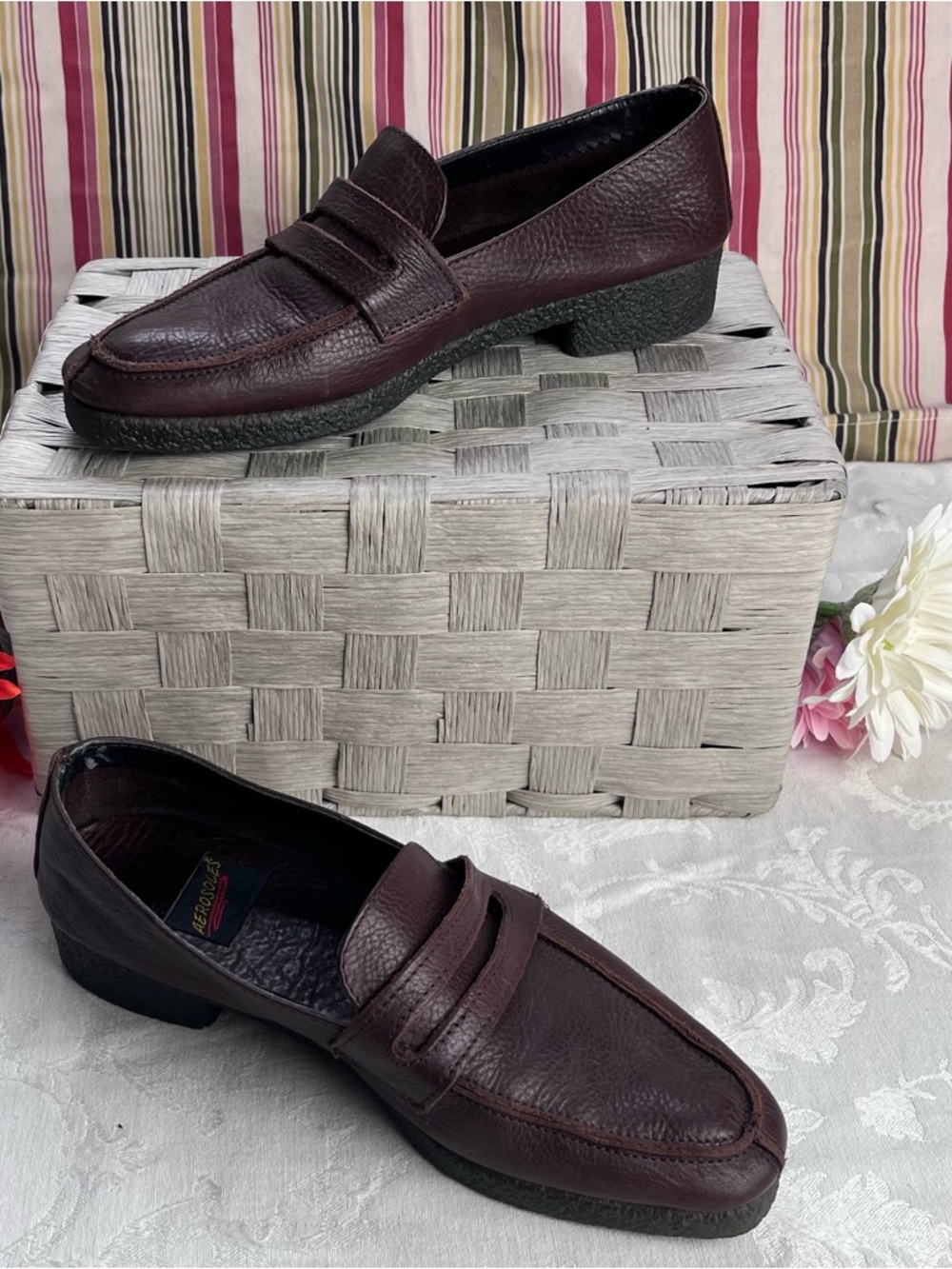 Aerosoles Womens Shoes Size 6 Brown Leather Loafers Block Heels